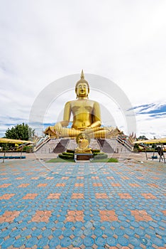 Big Golden Buddha statue at Wat Muang Temple angthong province