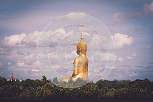 Big Golden Buddha statue at Wat Muang Temple angthong province