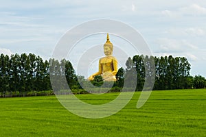 Big Golden Buddha statue at Wat Muang Temple angthong province