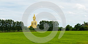 Big Golden Buddha statue at Wat Muang Temple angthong province