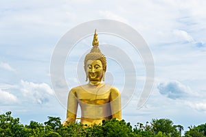 Big Golden Buddha statue at Wat Muang Temple angthong province