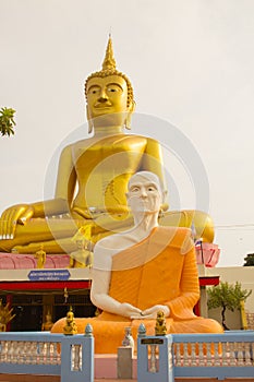 Big golden buddha Stucco at Wat Klong reua. Phitsanulok, Thailand.