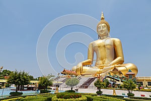 Big golden Buddha at Wat Muang of Ang Thong province