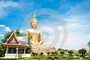 Big golden Buddha at Wat Muang of Ang Thong province Thailand