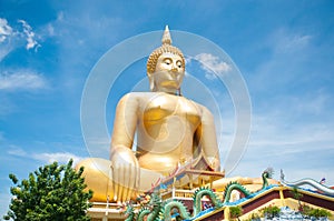 Big golden Buddha at Wat Muang of Ang Thong province Thailand