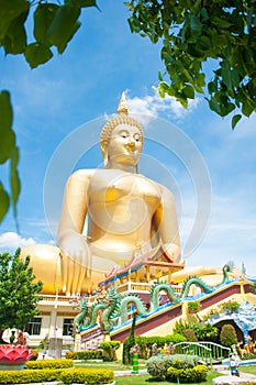 Big golden Buddha at Wat Muang of Ang Thong province Thailand