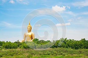 Big golden Buddha at Wat Muang of Ang Thong province Thailand