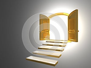 Big Golden Door opened on white