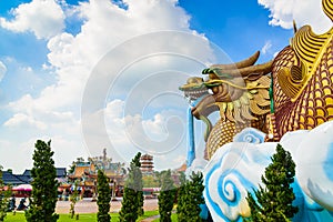 Big golden heaven Dragon at Pillar Shrine Suphanburi, Thailand,