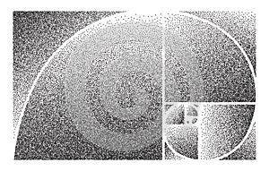 Big Golden ratio stippled spiral - visualization of Fibonacci Sequence