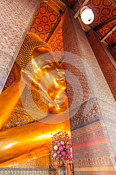 The Big golden Reclining Buddha within Wat Pho,Bangkok,Thailand