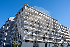 Big gray apartment buildings