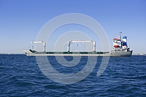 Big gray supertanker petrol oil boat