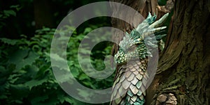 big green dragon in the forest, symbol 2024