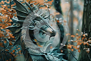 big green dragon in the forest, symbol 2024