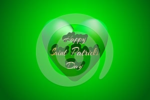 Big green heart as symbol of the St. Patrick`s Day. Vector illustration for Saint Patrick Day Greeting Card