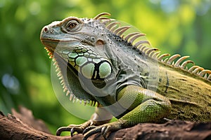 A big green iguana lizard in nature