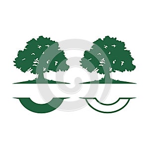 Big Green Shade Oak Tree Logo Template