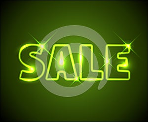 Big green shining neon sale advertisement photo