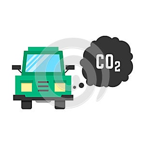 Big green truck emits carbon dioxide