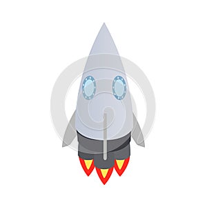 Big grey rocket icon, isometric 3d style