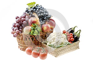 Big group of vegetable and fruit food objects