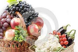 Big group of vegetable and fruit food objects
