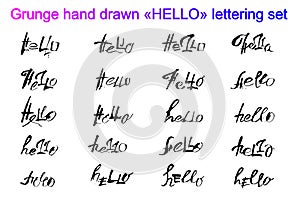 BIG GRUNGE vector lettering set Hello