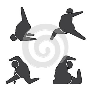 Big guys in pose practicing yoga