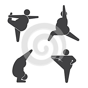 Big guys in pose practicing yoga