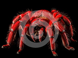 Big hairy Tarantula Theraphosidae isolated on Black Background