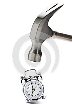 Big Hammer Hitting Vintage Clock Alarm