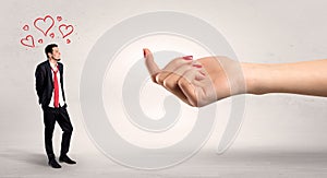 Big hand baiting love man photo