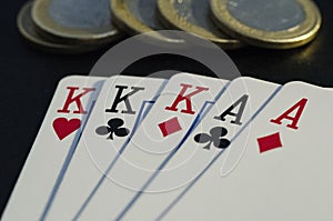 Big hand with full kings and aces photo