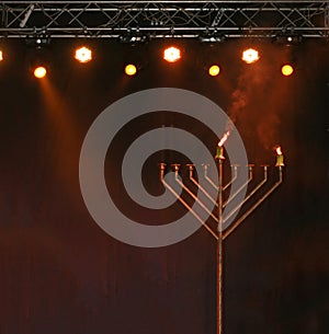 Big Hanukia is on the scene. Hanukkah holiday.