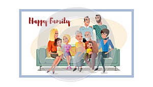 Big Happy Family Gathering Together at Home Vector