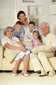 Big happy family sitting photo