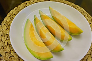 Big harvest of melon in home garden