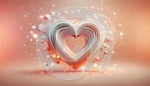 Big heart in Abstract delicate festive background for valentine or wedding of bokeh lights,blurred spots of pink, white on a soft