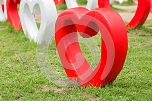 Big heart made from cement for decorative garden.