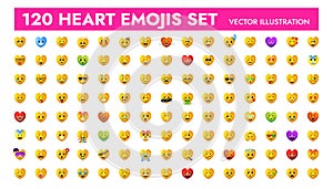 Big heart shape emoji set vector illustration design