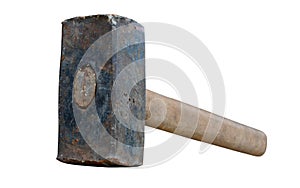 Big, heavy and severe hammer named sledgehammer. Isolated on white.