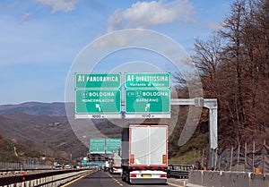 big highway signs with italian text photo