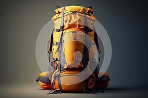 Big hiking and trekking backpack isolated on background. ai generative