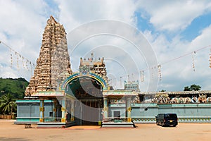 Big Hindu temple with the big tower (gopuram) photo