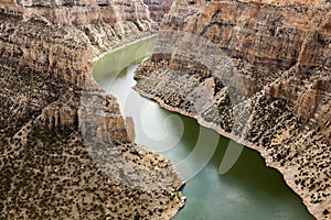 Big horn canyon with green river