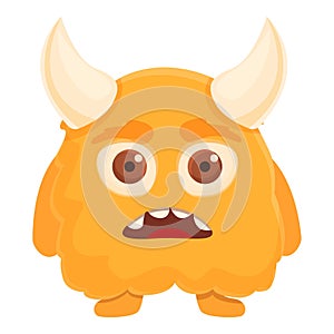Big horns monster icon cartoon vector. Crazy child