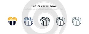 Big ice cream bowl icon in different style vector illustration. two colored and black big ice cream bowl vector icons designed in