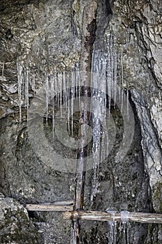 Big icicles in the cave, Low Tatras, Slovakia