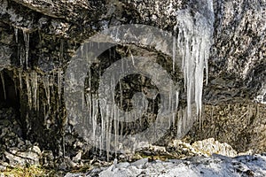 Big icicles on the rock, Poludnica, Low Tatras, Slovakia